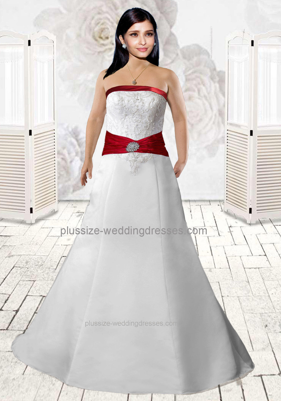 Strapless plus size wedding dresses with color (image for) Strapless plus size wedding dresses with color