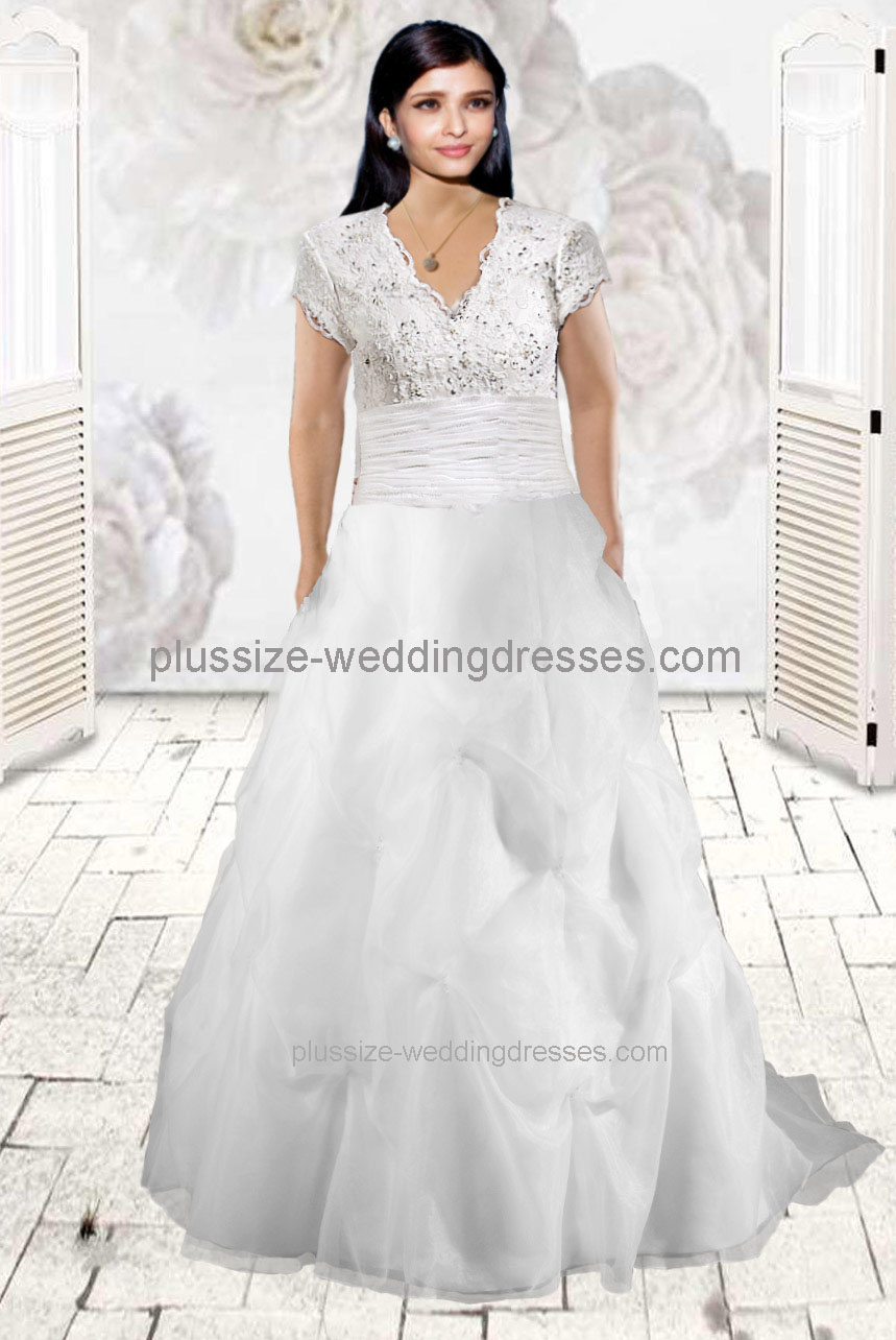 Lace plus size wedding dresses with short sleeves (image for) Lace plus size wedding dresses with short sleeves